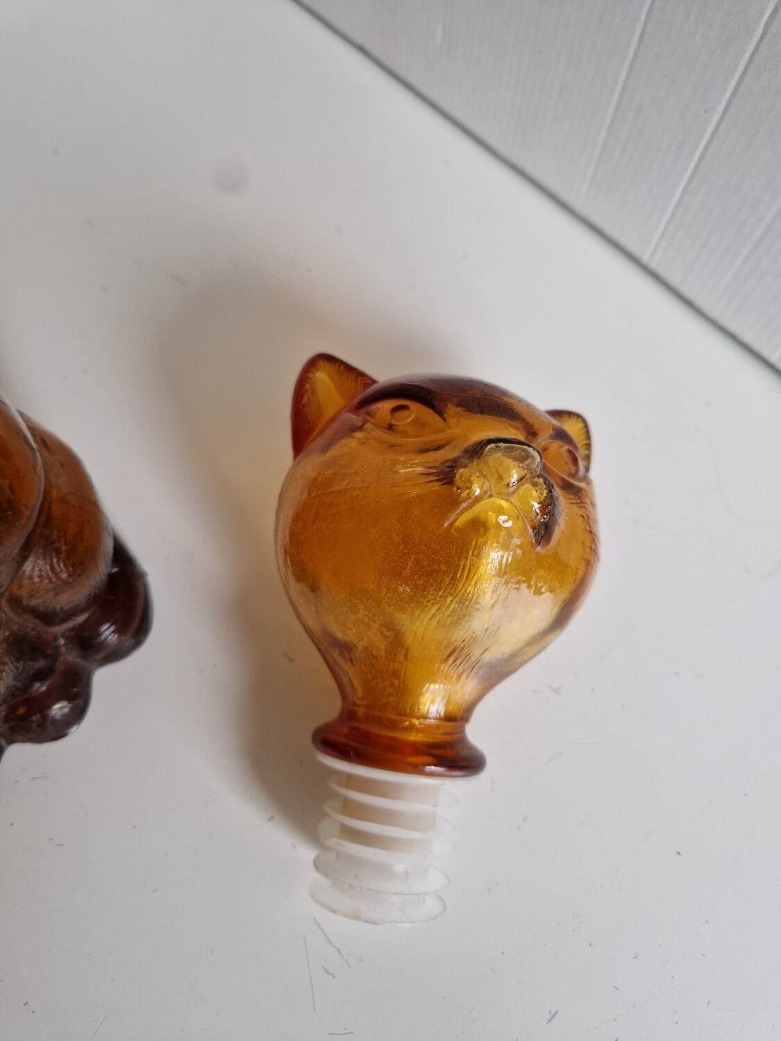 Vintage Empoli Amber Glass Cat Shaped Bottle
