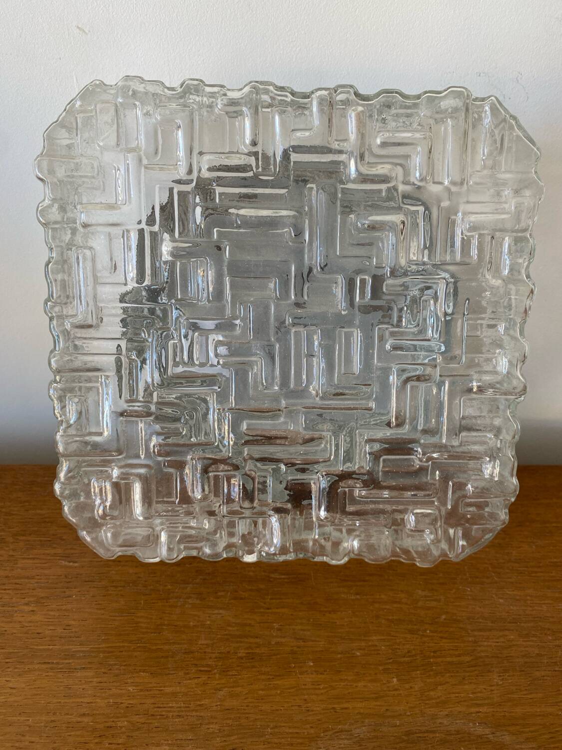 Antique Wall Lamp Ceiling Light Molded Glass + Vintage Metal Bracket #C384