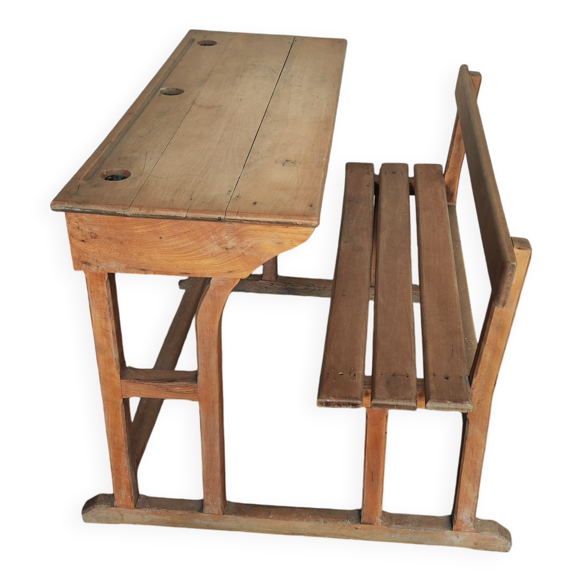 Pupitre écolier en bois massif