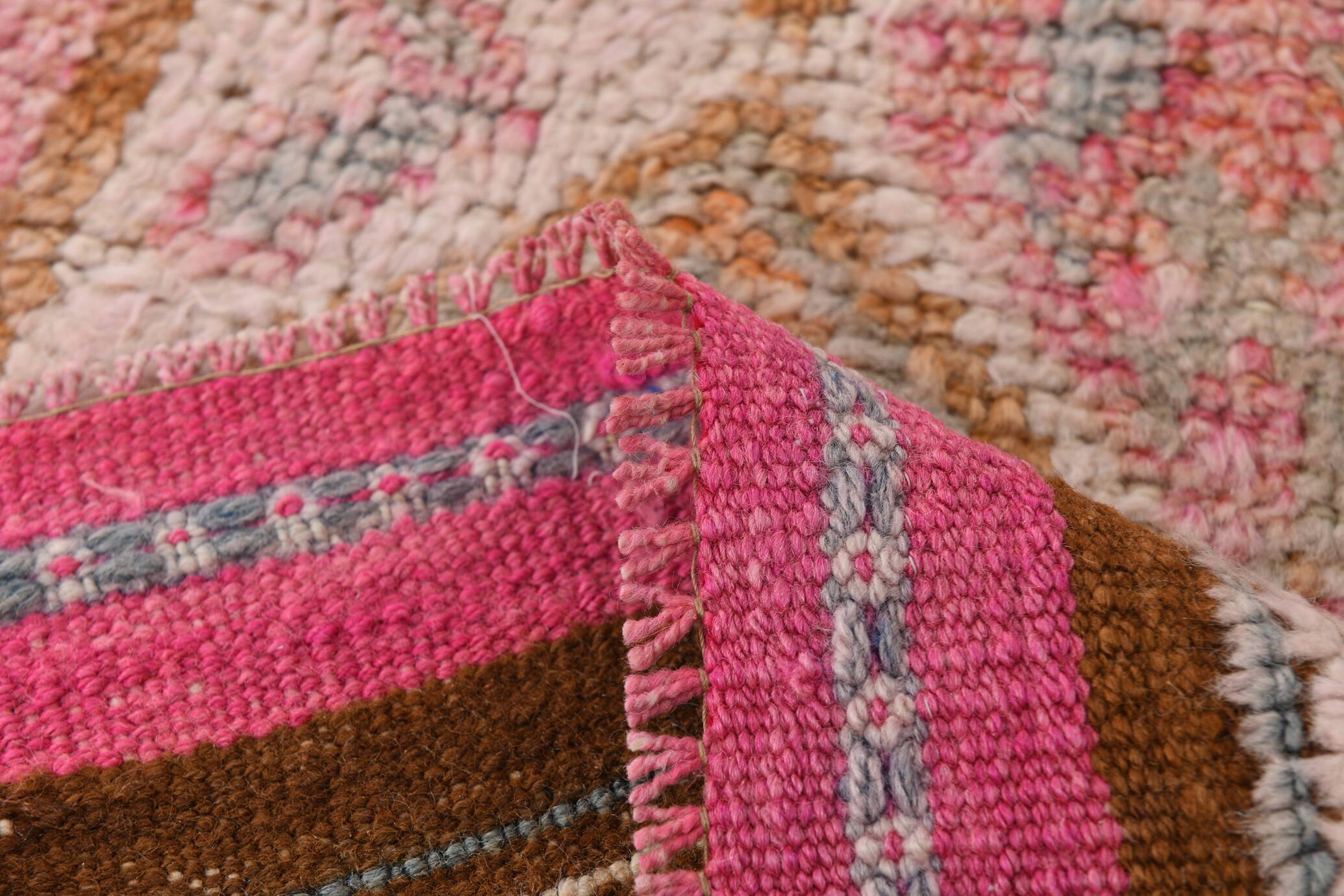 Soft Pink Turkish Vintage Runner Rug, 93x335Cm