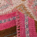 Soft Pink Turkish Vintage Runner Rug, 93x335Cm