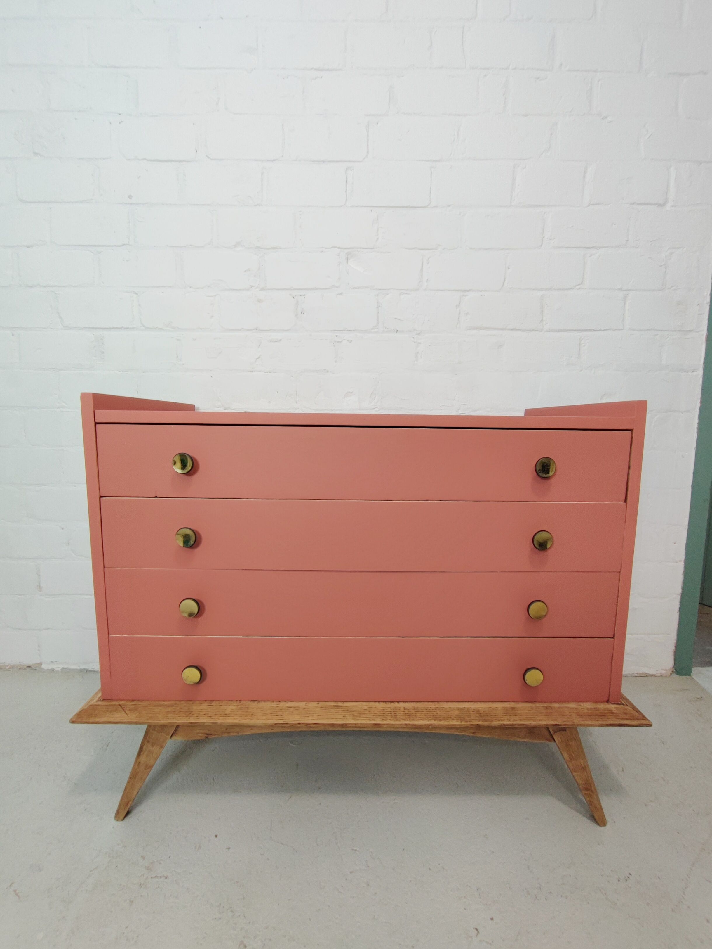 Vintage terracotta legs compass chest of drawers