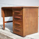 American wood desk, desk with drawers and folding extension, 50s