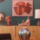 Large ceramic wall panel, stylised fish – 1960s