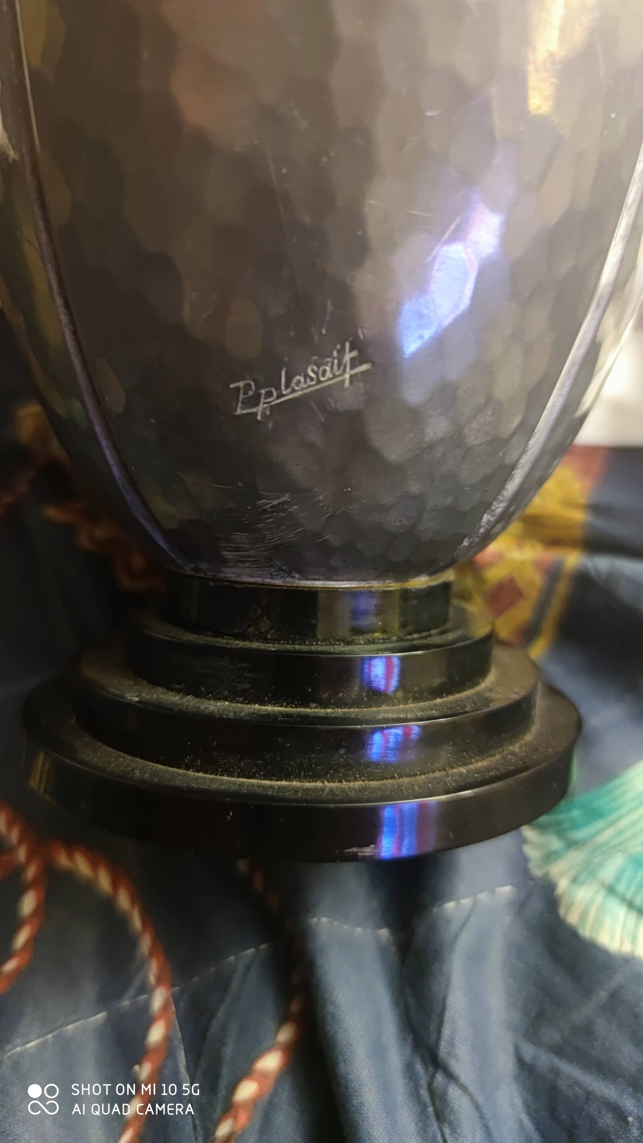 Hammered pewter vase, 1930, by Pierre Amédée Plasait