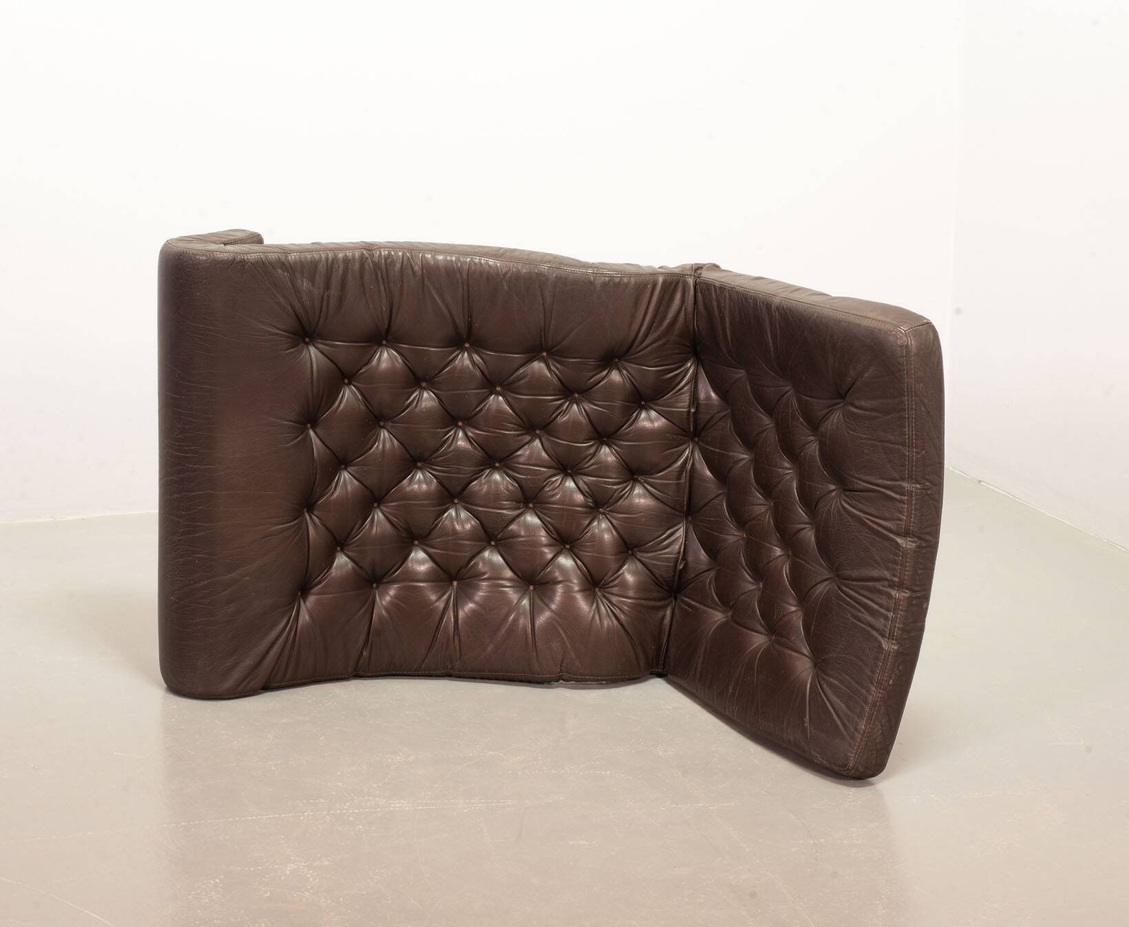 Noboru Nakamura Design Chocolate Brown Padded Leatherette Swivel Chairs 70s