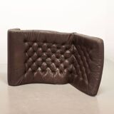 Noboru Nakamura Design Chocolate Brown Padded Leatherette Swivel Chairs 70s