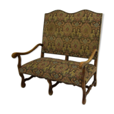 Banquette canapé sofa brutaliste vintage années 50 design Louis XIII