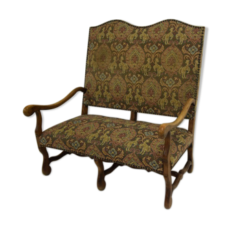 Banquette canapé sofa brutaliste vintage années 50 design Louis XIII