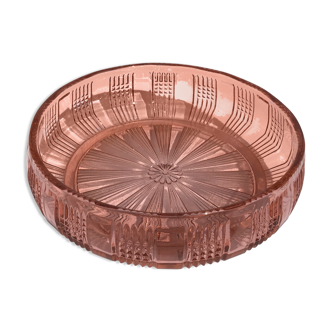 Salad bowl in orange rose molded glass
