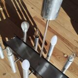 Sculptural vintage 70s chandelier – metal & aluminium – 55 × 26 cm