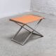 Tabouret pliant en cuir cognac et acier par Michael Christensen, années 1960.