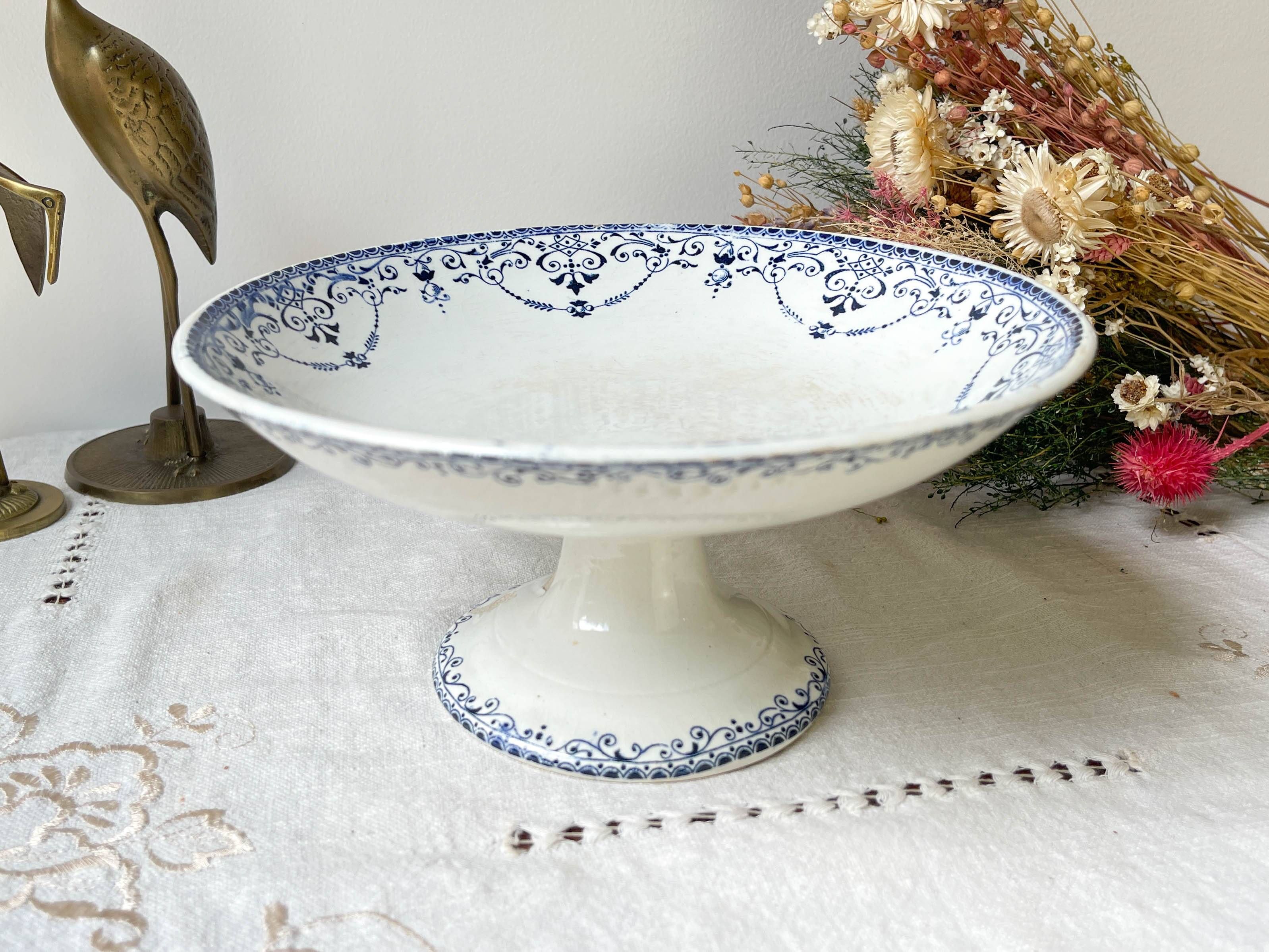 Vintage pedestal dish terre de fer hb&c balzac made in france