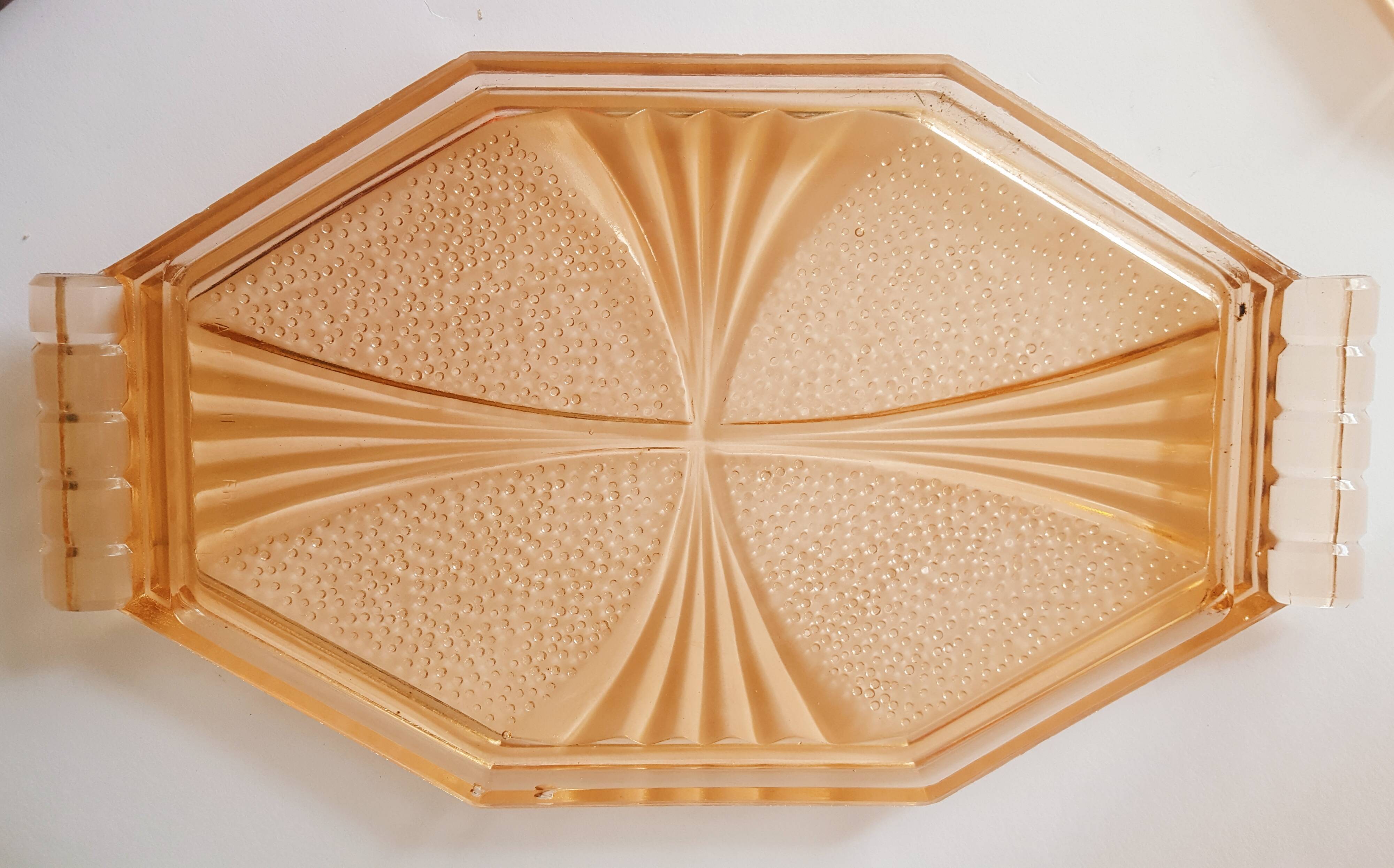 Trio of grapefruit glass trays