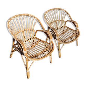 Pair of vintage rattan armchairs