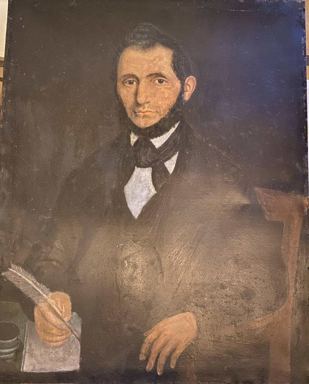 Old painting, portrait of Louis Vallez (1807-1857), 19th century