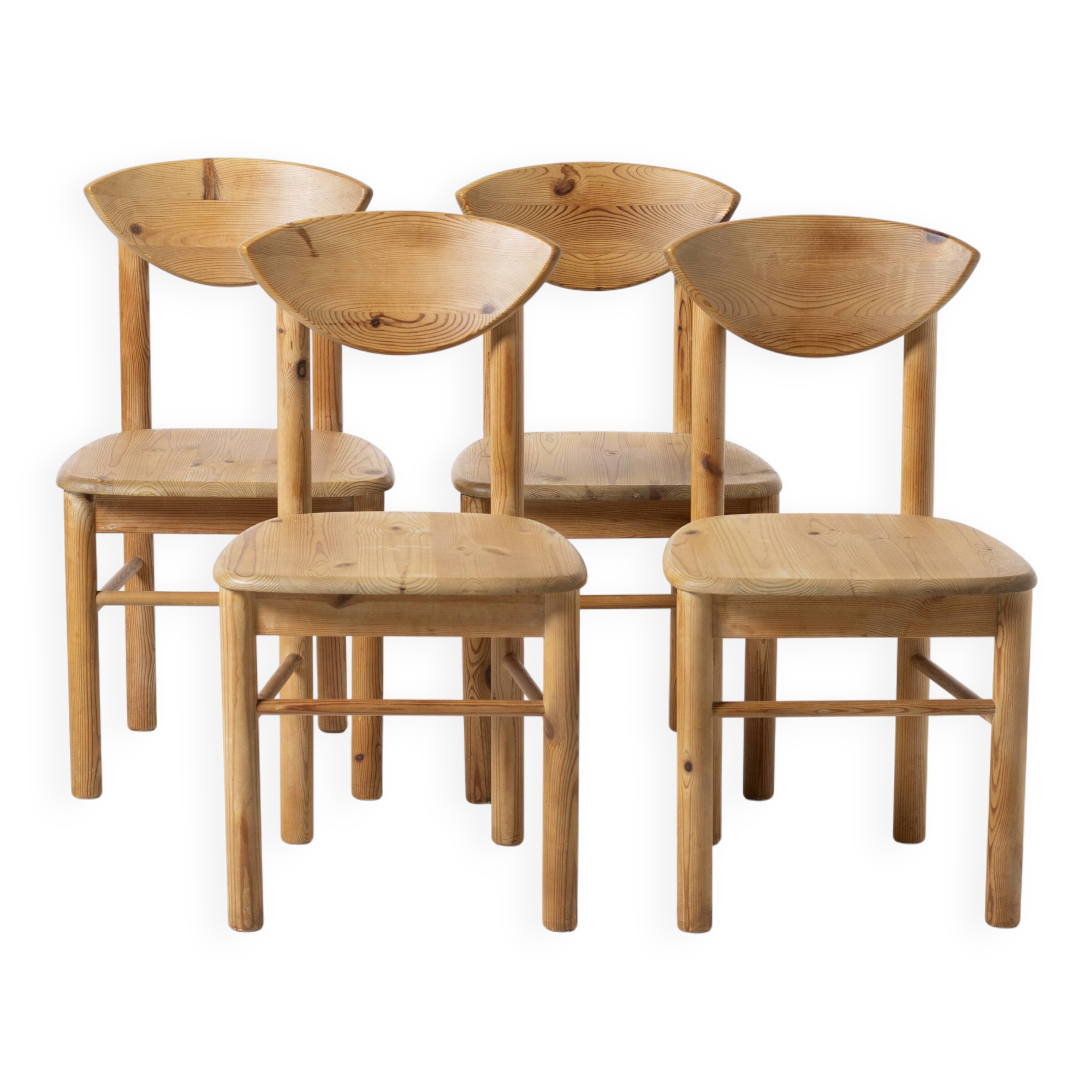 Set of 4 pine dining chairs attributed to Rainer Daumiller, Denmark, 1970s