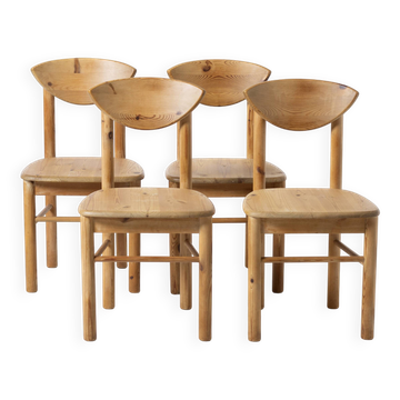 Set of 4 pine dining chairs attributed to Rainer Daumiller, Denmark, 1970s