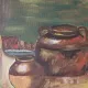 Rustic Kitchen Copper Pot Oil Painting - 1962