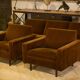 Ensemble canapé et 2 fauteuils en velours marron 1960’s