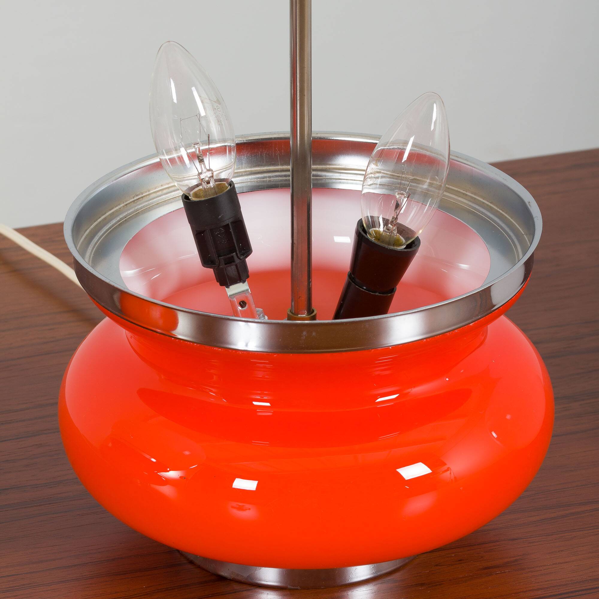 Pair Italian Space Age Mazzega Murano glass table lamps