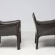 Pair of Cassina Cab 414 sun loungers in grey elephant skin by Mario Bellini.