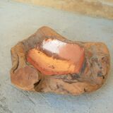 Empty wooden and copper pocket