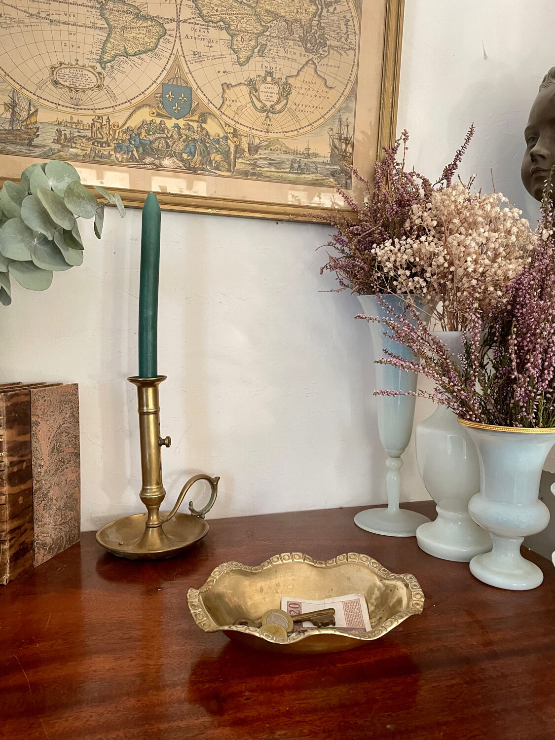 Vintage brass basket tray