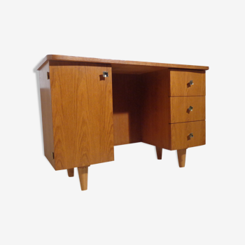 Vintage Scandinavian desk of the 1950s massive wood form bean