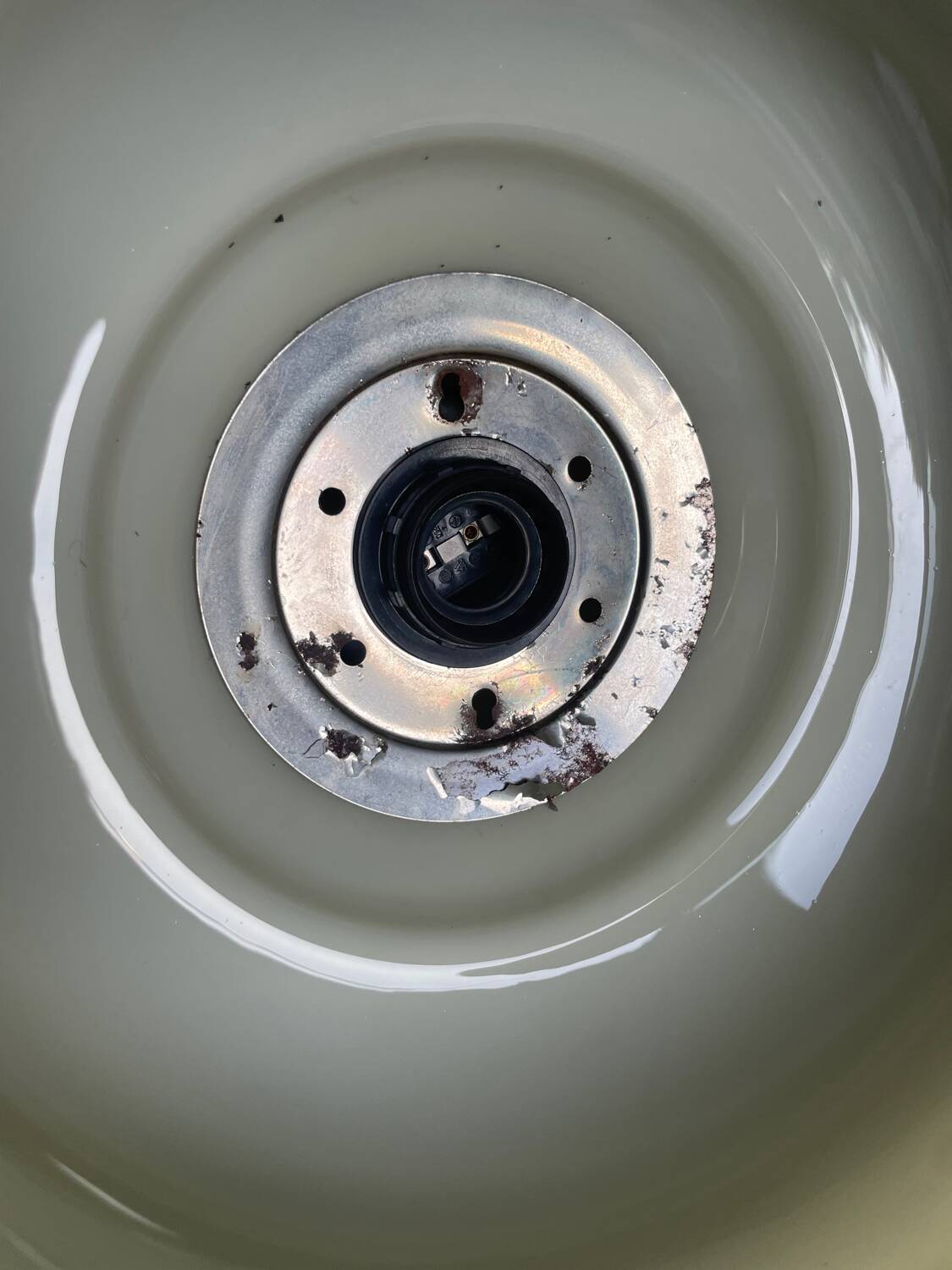 Pair of mid-century vintage opaline milk glass pendant lights