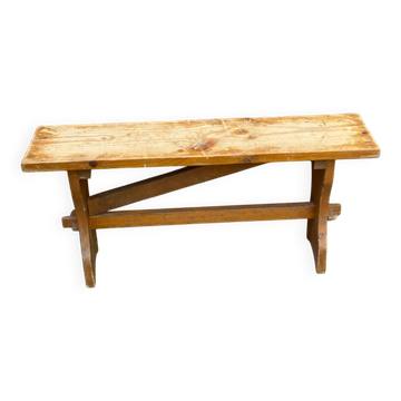 Banc de ferme vintage en bois massif 100 cm – Style rustique & chalet 1960