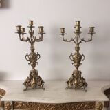 Pair of baroque bronze chandeliers