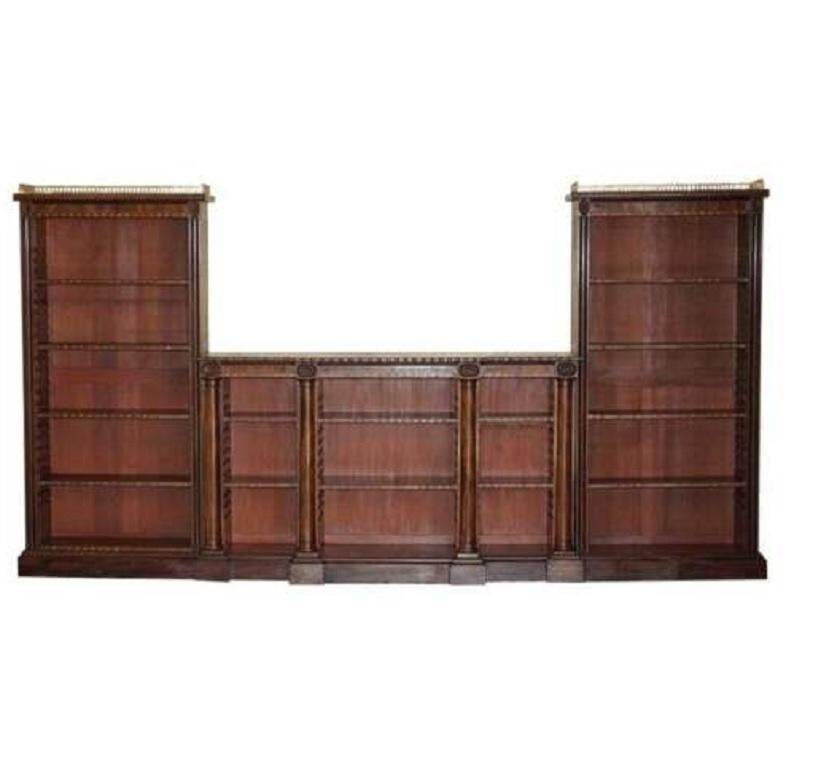 Antique library William IV 1830 3.5 m with brass gallery