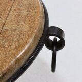 French Wrought Iron and Oak Circle Coffee Table 1960s