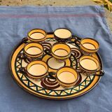 Tray, plate and 8 liqueur cups in ceramic from St Jean de Bretagne vintage 1950/60