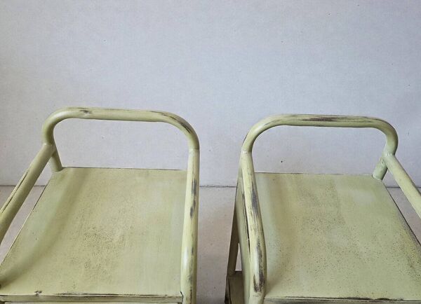 Copie de paire de chevets en métal patiné