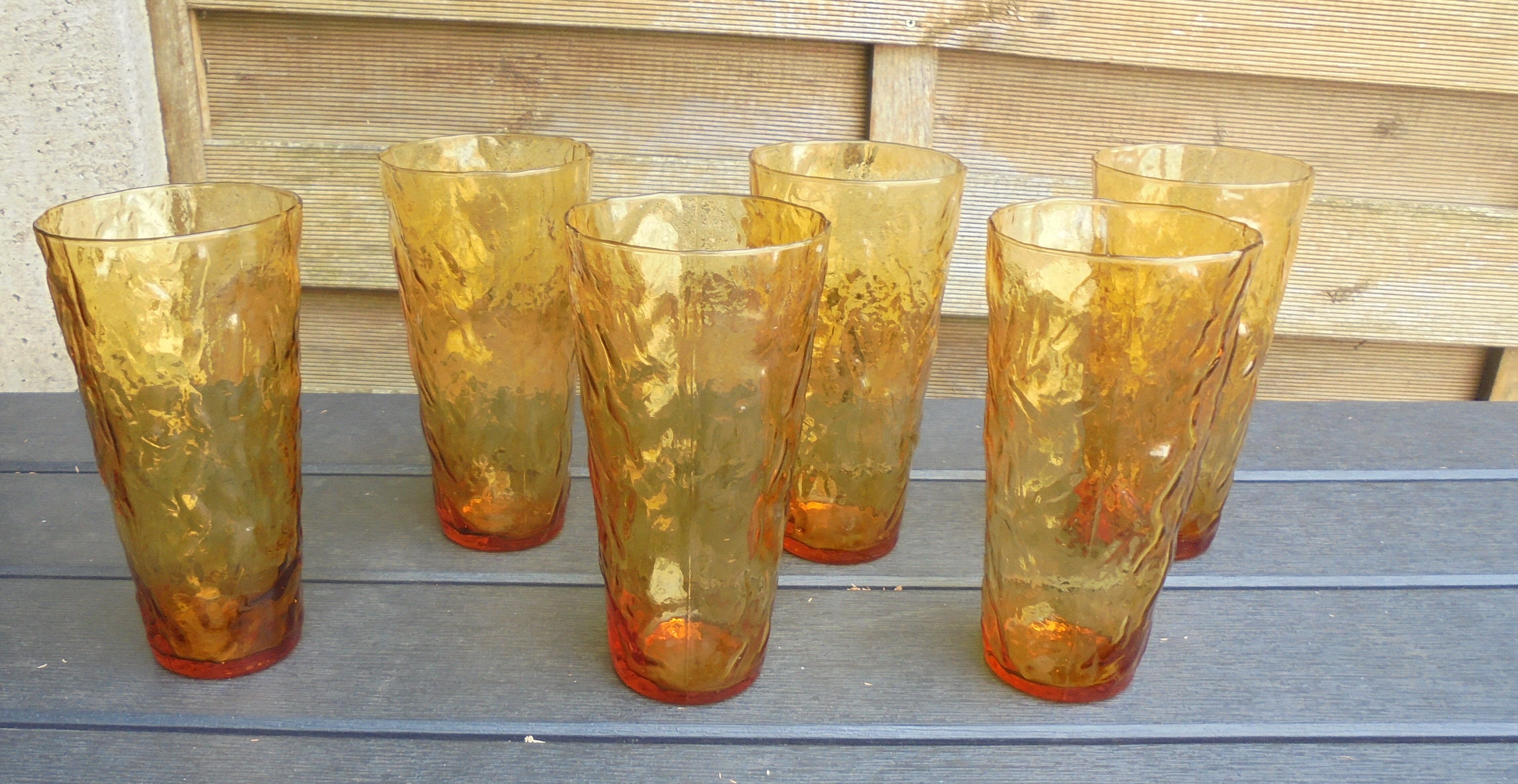 6 Vintage orangeade glasses