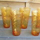 6 Vintage orangeade glasses