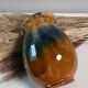 Aetgina vase Vallauris vintage in ochre and blue glazed ceramic.