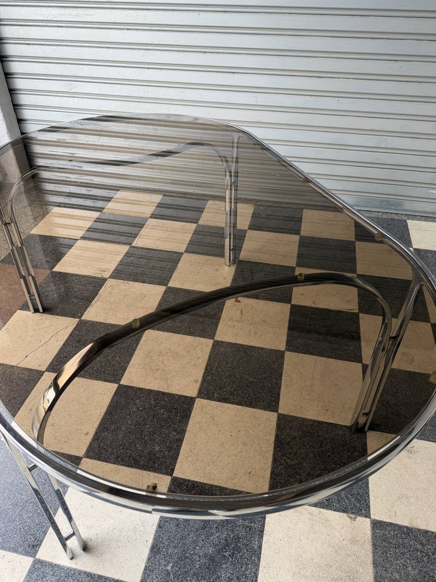 Vintage glass and chrome table