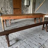 Pair of large solid oak farm benches