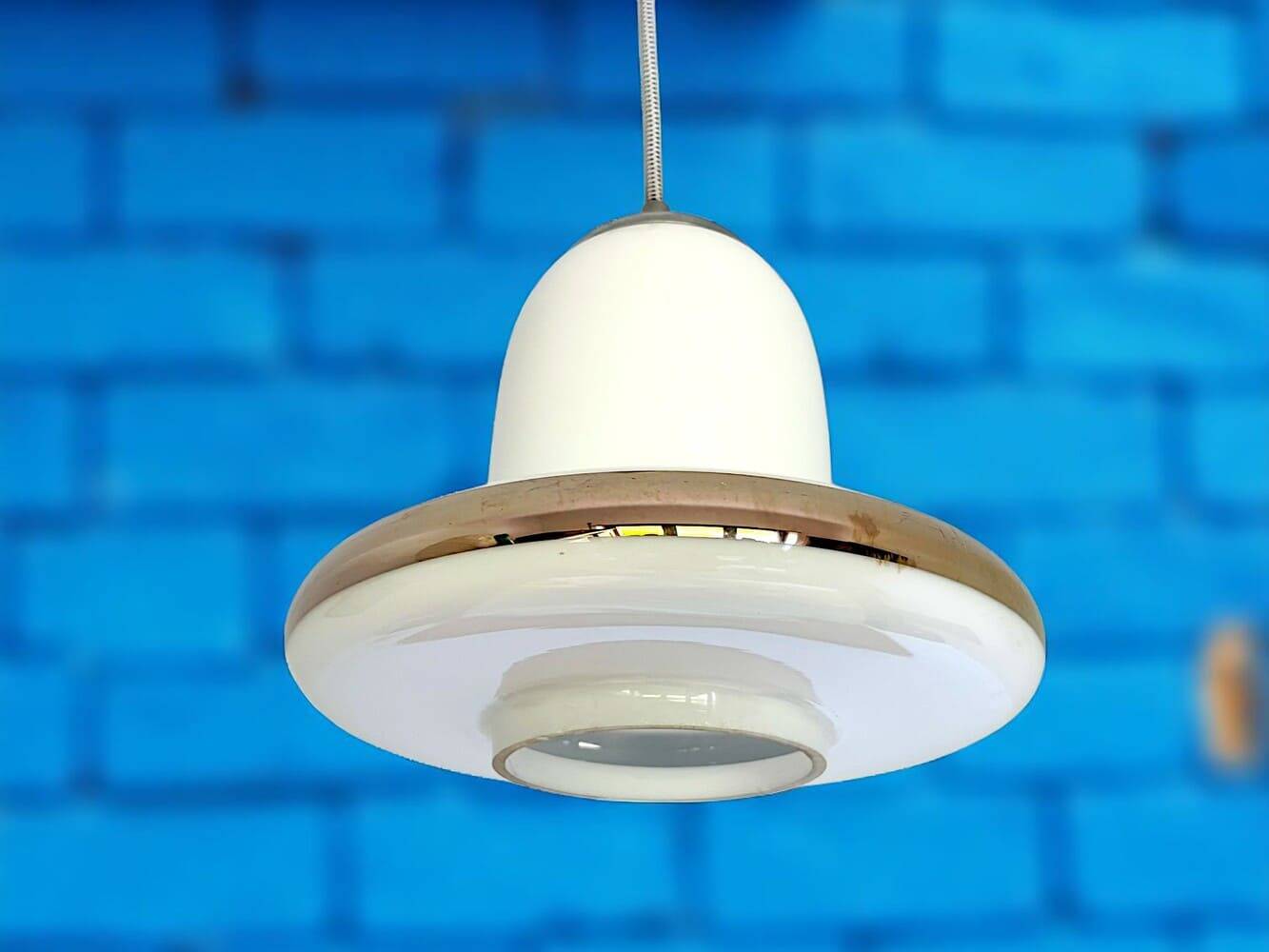 Danish Modern opaline glass hanging lamp