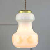 Mid-Century Italian Opaline and Brass Pendant Lamp