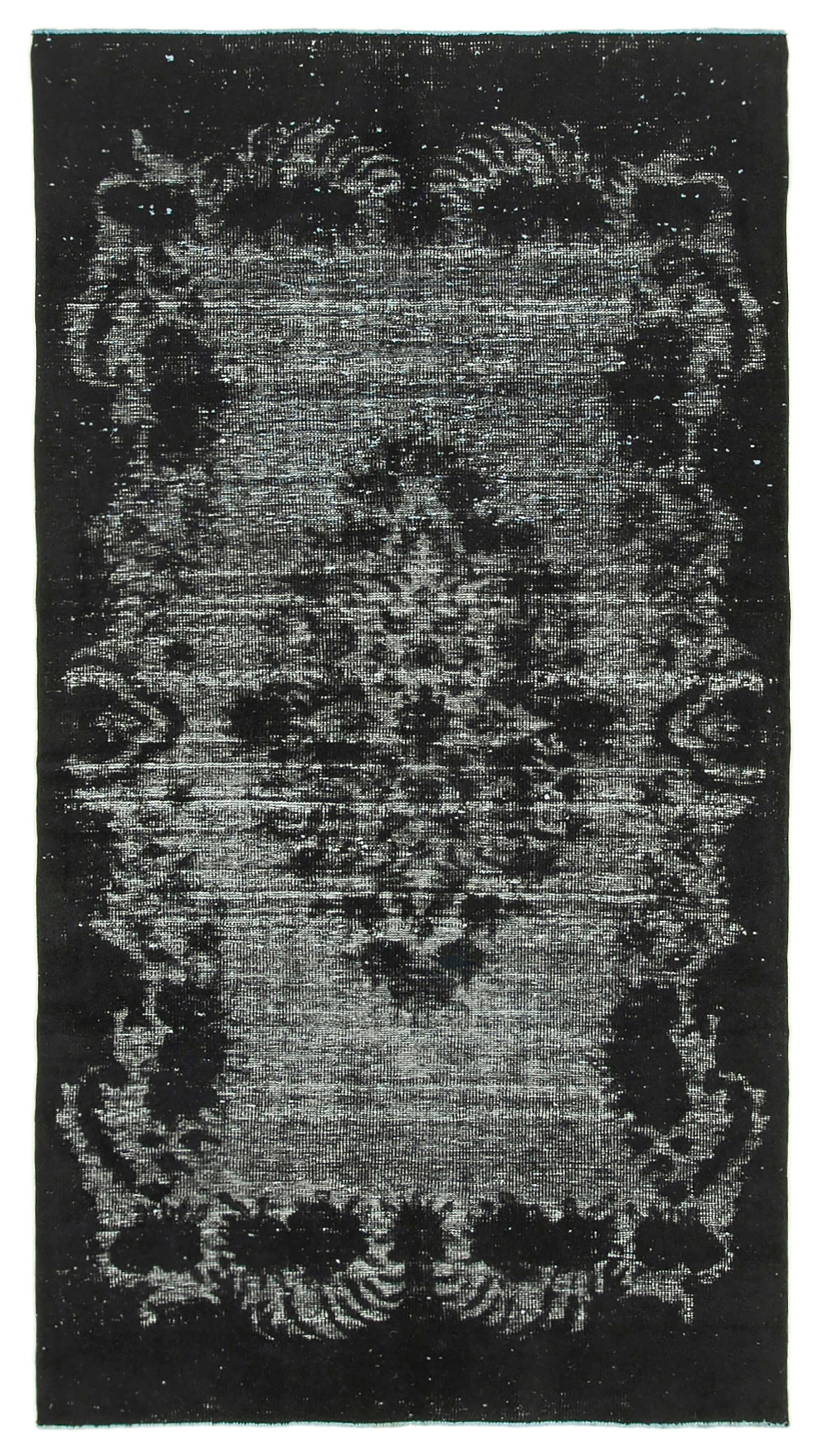 Hand-knotted antique turkish 1970s 151 cm x 282 cm black carpet