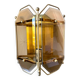 Scandinavian Vintage  wall light Sconce in Brass & Amber colored Glass