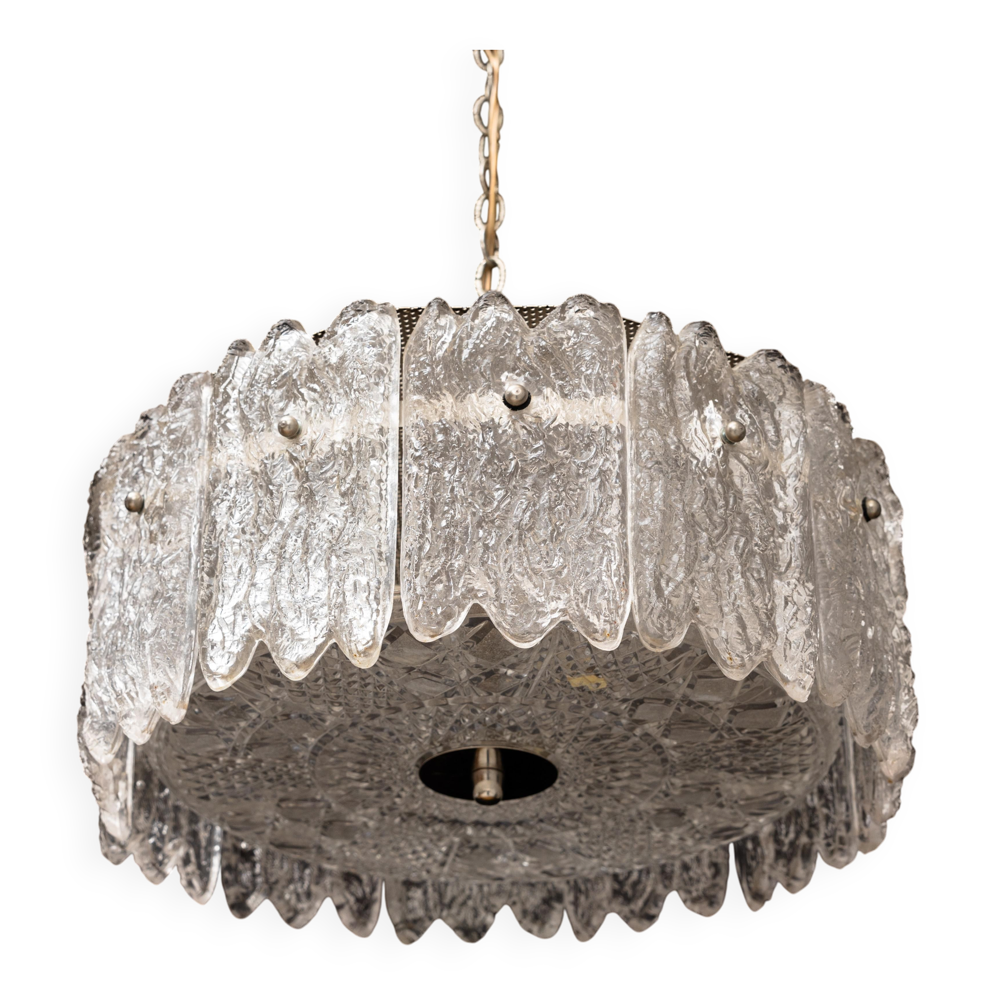 Carl Fagerlund Crystal Pendant Sculpted in Ice For Orrefors, Sweden 1960