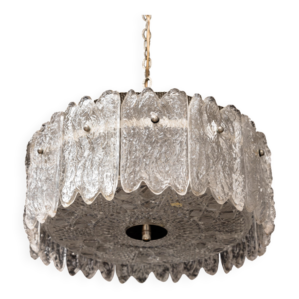 Carl Fagerlund Pendentif en cristal sculpté en glace Pour Orrefors, Suède 1960