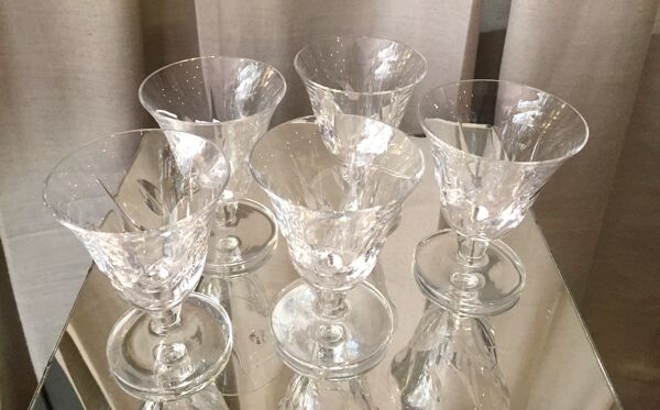 Suite de 5 verres a vin rouge modele jersey cristal de st louis