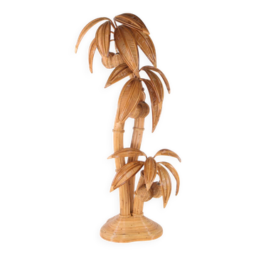 "Palm-coconut tree" floor lamp in rattan
