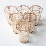 Mid-Century Italian Glass Pitcher & Six Glasses with Golden Details / Italy